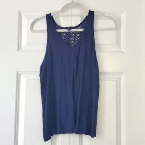 Gap Crochet Back Flowy Tank Navy S